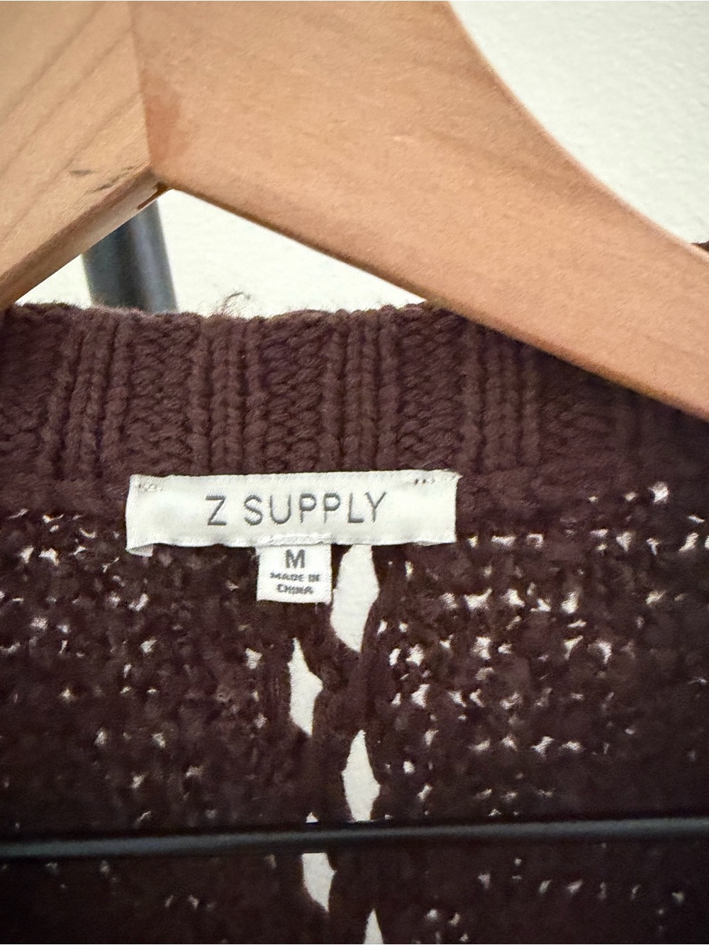 Z Supply Chocolate Brown Open-Knit Zip Cardigan - Picture 6 of 7